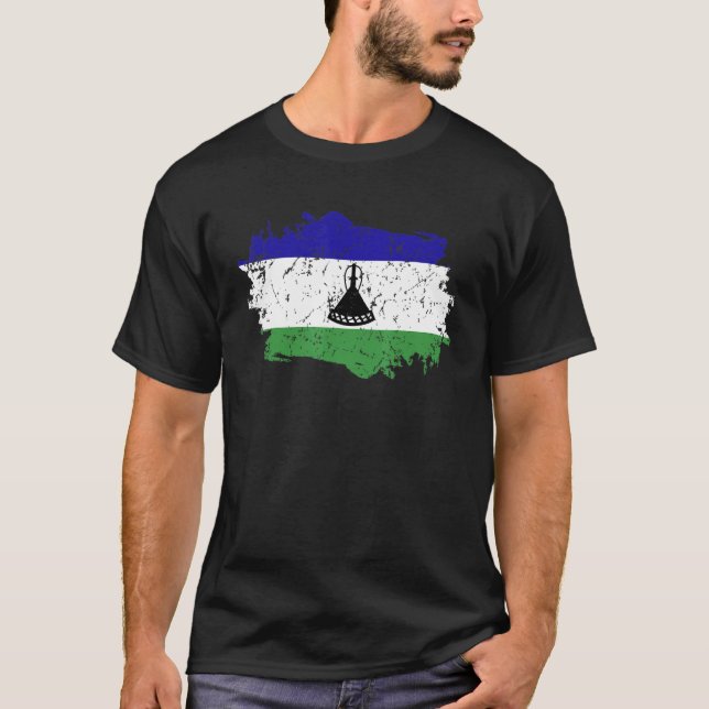 Lesotho Flag Grunge Country Flag Lesotho T-Shirt (Front)