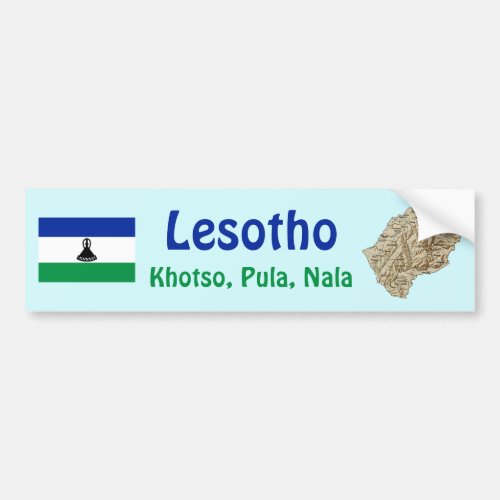 Lesotho Flag  Map Bumper Sticker