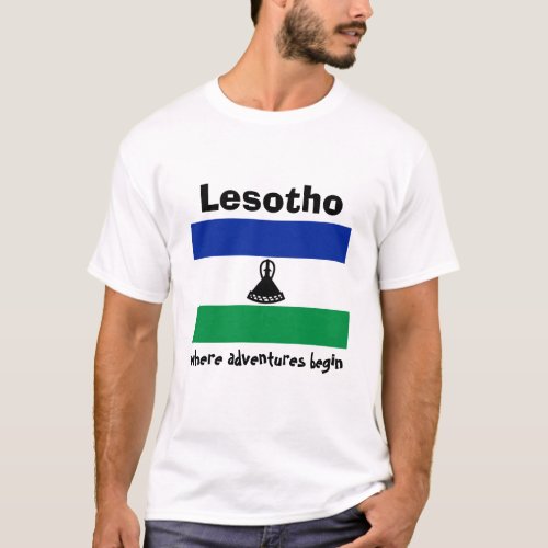 Lesotho Flag  Map  Text T_Shirt