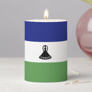 Lesotho flag pillar candle