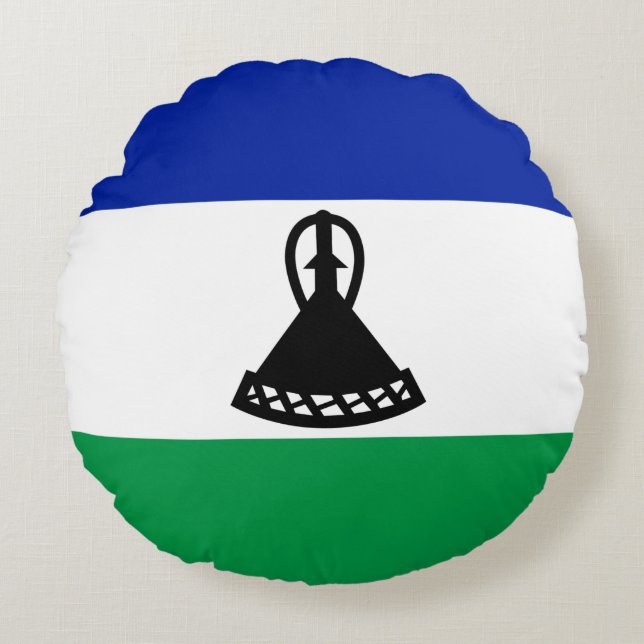 Lesotho Flag Round Pillow (Front)