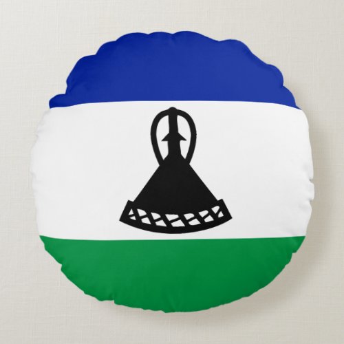 Lesotho Flag Round Pillow