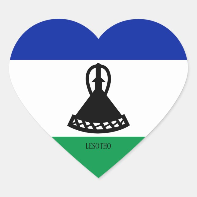 Lesotho Flag Splendid Patriotic Heart Sticker (Front)