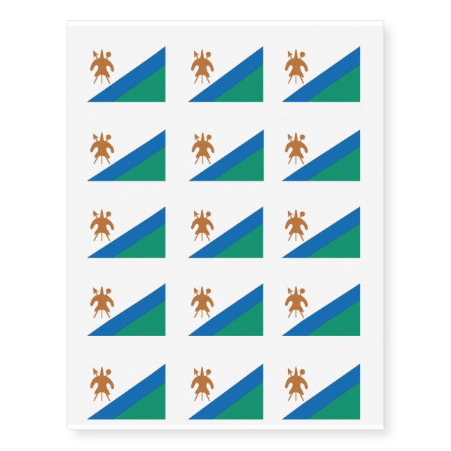 Lesotho Flag Temporary Tattoos (Front)