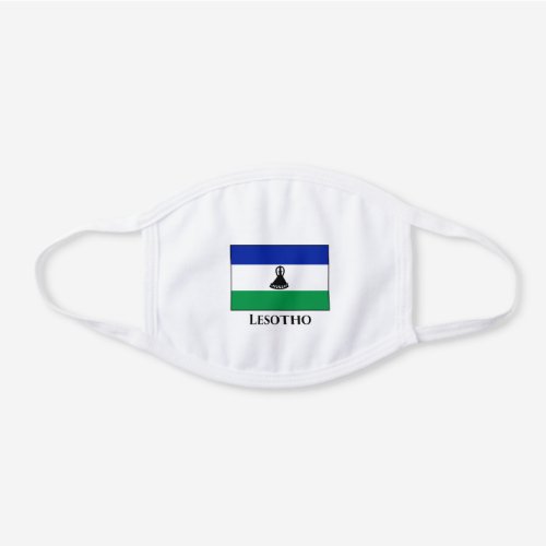 Lesotho Flag  White Cotton Face Mask