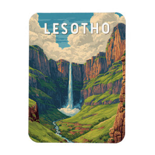 Lesotho Illustration Travel Art Vintage Magnet