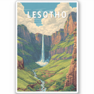 Lesotho Illustration Travel Art Vintage Sticker