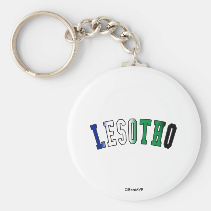 Lesotho in National Flag Colors Key Chain