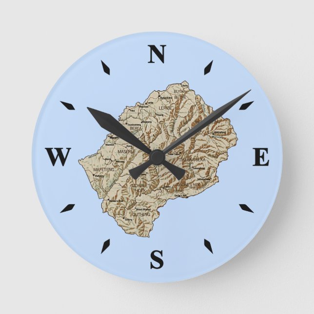 Lesotho Map Clock (Front)