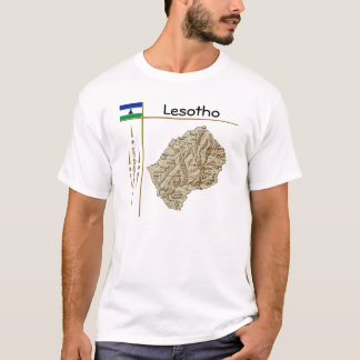 Lesotho Map + Flag + Title T-Shirt