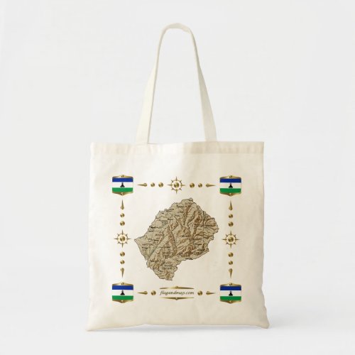 Lesotho Map  Flags Bag