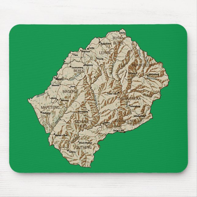 Lesotho Map Mousepad (Front)
