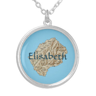 Lesotho Map + Name Necklace
