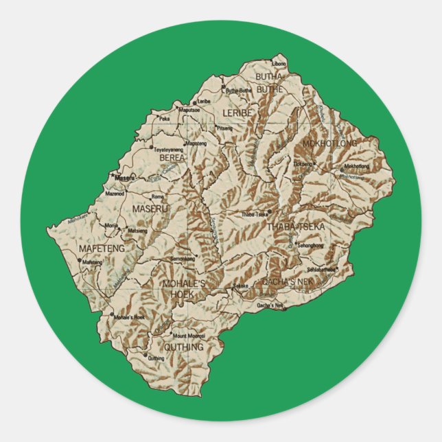 Lesotho Map Sticker (Front)