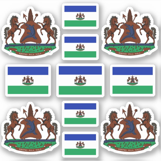 Lesotho - national symbols /Coat of arms and flag Sticker (Front)