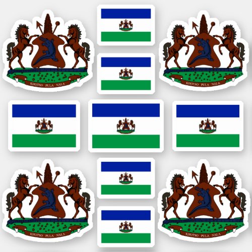 Lesotho _ national symbols Coat of arms and flag Sticker