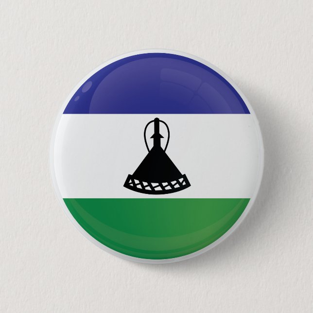 Lesotho  Round Icon Flag  Button (Front)