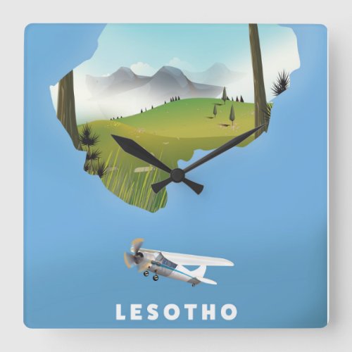 Lesotho South Africa Ski poster Square Wall Clock