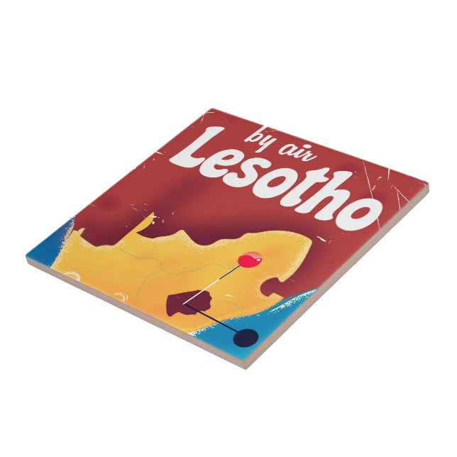 Lesotho Vintage travel flight poster Tile (Side)