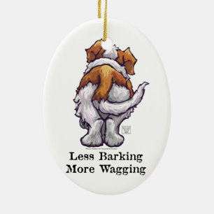 Less Barking, More Wagging Ceramic Ornament