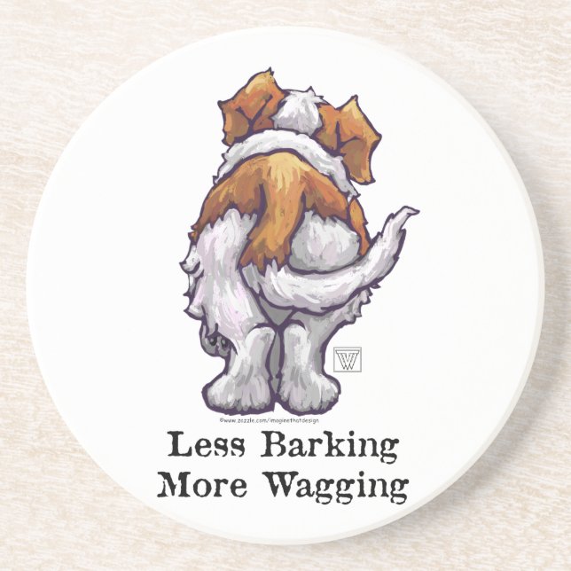 Less Barking, More Wagging Drink Coaster (Front)