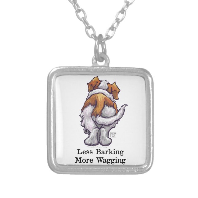 Less Barking, More Wagging Silver Plated Necklace (Front)