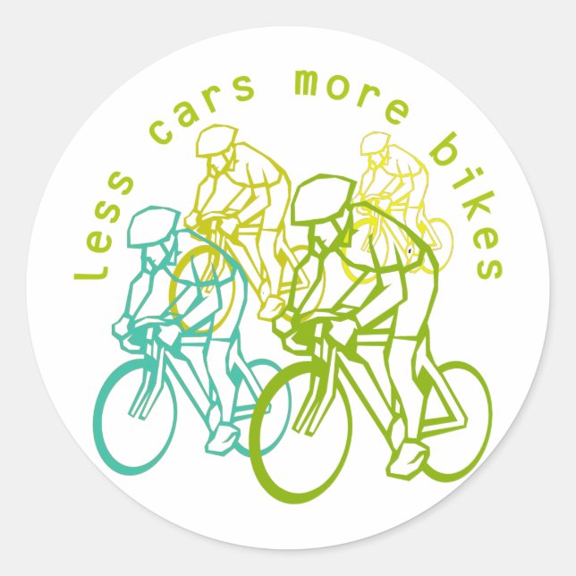 Less cars more bikes classic round sticker (Front)