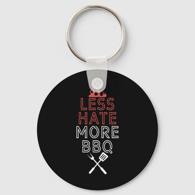 Less Hate More Bbq Head Chef Cooking Culinary Art  Keychain (Front)