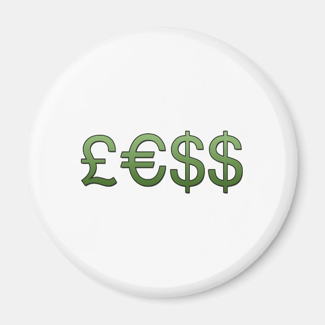 less money Symbols Pound, Euro Us Dollar Magnet (Front)