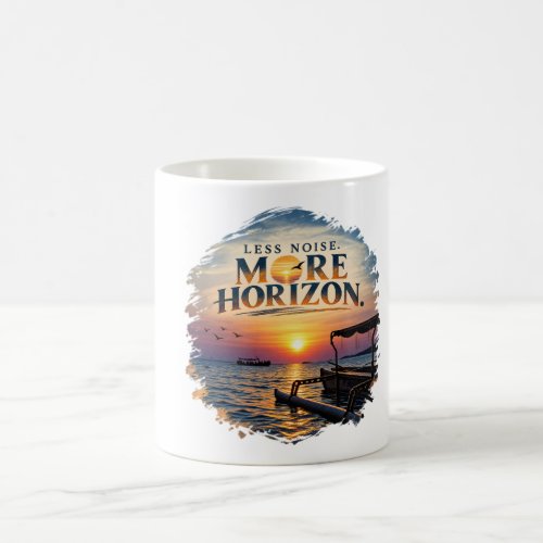 Less Noise More Horizon Minimal Ocean Sunset Coffee Mug