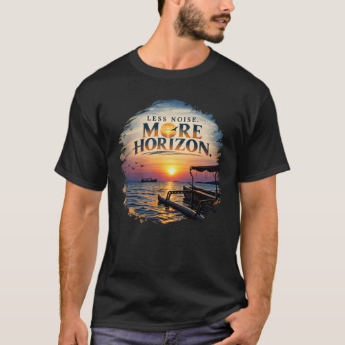 Less Noise More Horizon Vintage Ocean Sunset T-Shirt