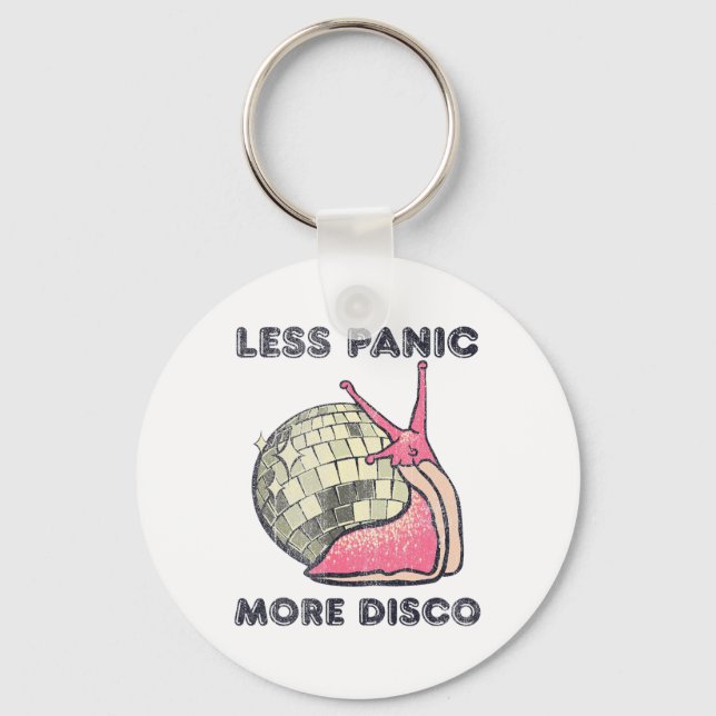 Less Panic More Disco Funny Dance Lover Dancing  Keychain (Front)