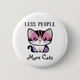 Less People, More Cats Button