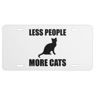Less People More Cats Funny License Plate