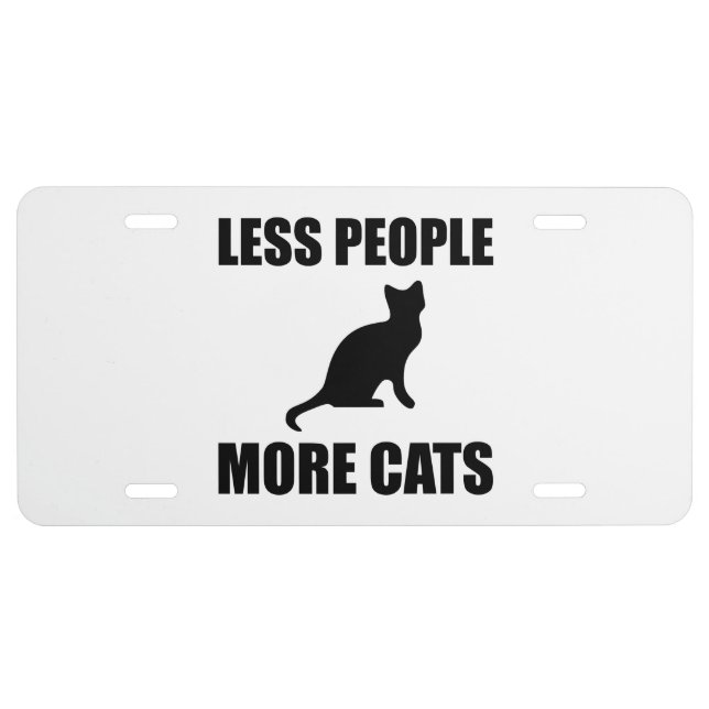 Less People More Cats Funny License Plate (Front)