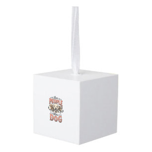 Less People More Dog Vintage Dog Lover Design_1 Cube Ornament