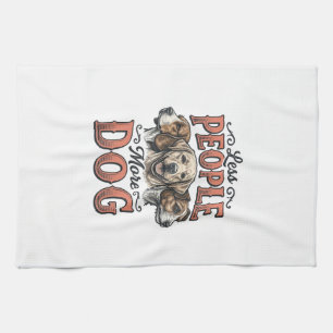 Less People More Dog Vintage Dog Lover Design_1 Kitchen Towel