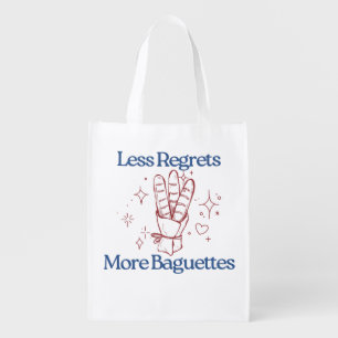 Less Regrets More Baguettes Funny French Bread Grocery Bag