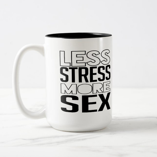 Less Stress Two-Tone Coffee Mug (Left)