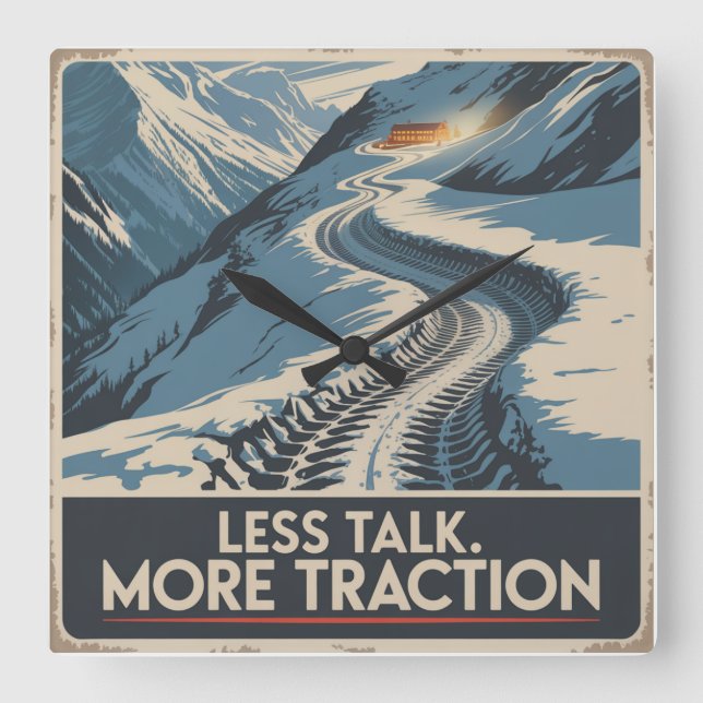 Less Talk. More Traction Square Wall Clock (Front)
