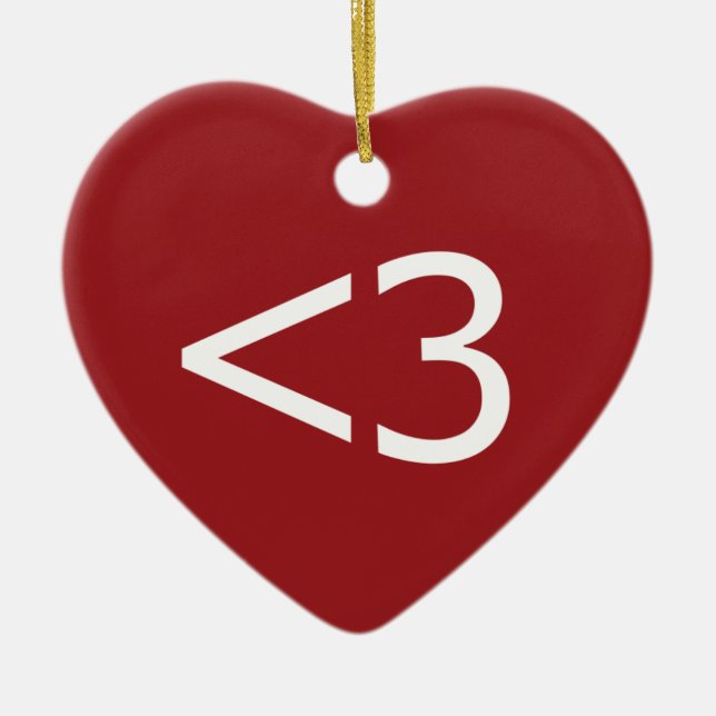 Less Than Three Heart Ceramic Ornament (Front)