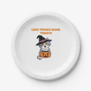 Less Tricks More Treats Halloween Gifts Classic T- Paper Plates