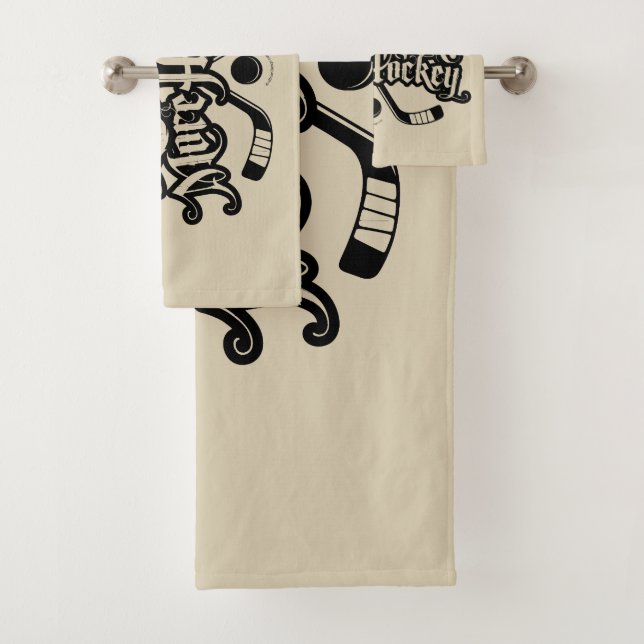 Less Work More Hockey Bath Towel Set (Insitu)