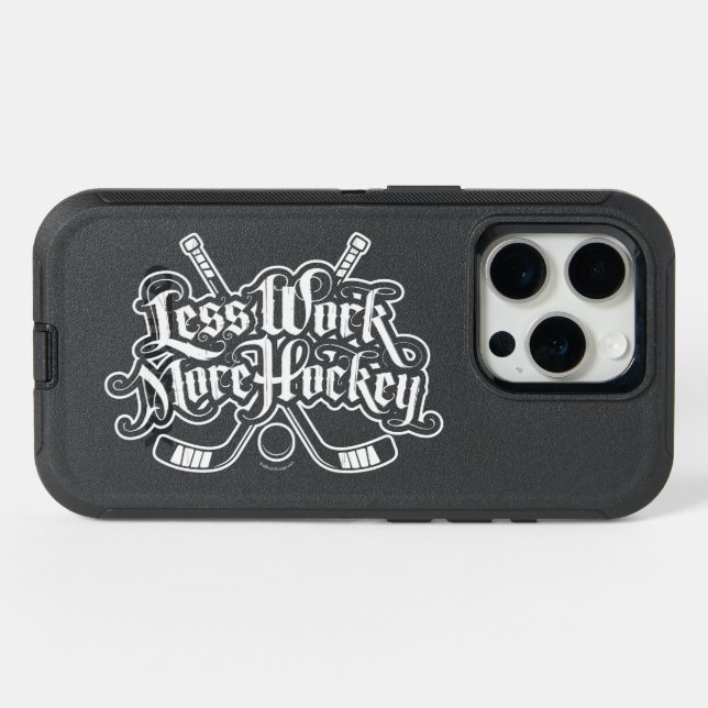 Less Work More Hockey iPhone 15 Pro Case (Back Horizontal)
