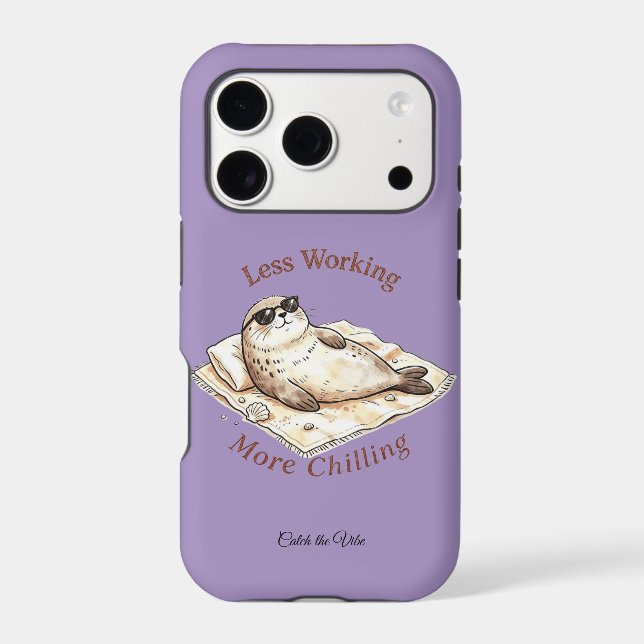 Less Working More Chilling Cute Seal Beach Case-Mate iPhone Case (Back)
