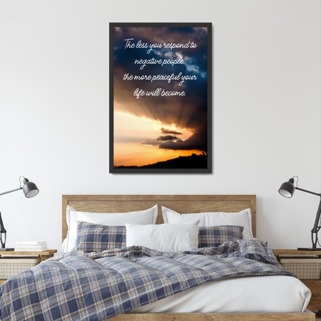 Less you respond to negative people quote sunset  framed art (Bedroom)