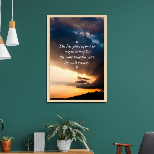 Less you respond to negative people sunset photo framed art (Living Room 2)