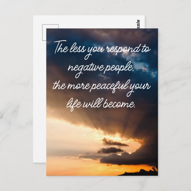 Less you respond to negative people sunset photo postcard (Front/Back)