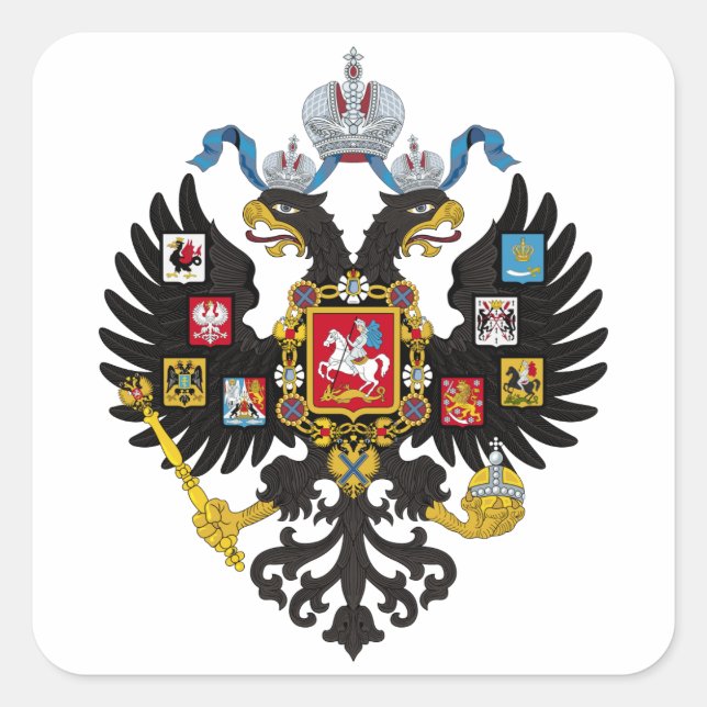 Lesser Coat of Arms of Russian Empire 1883 Square Sticker (Front)