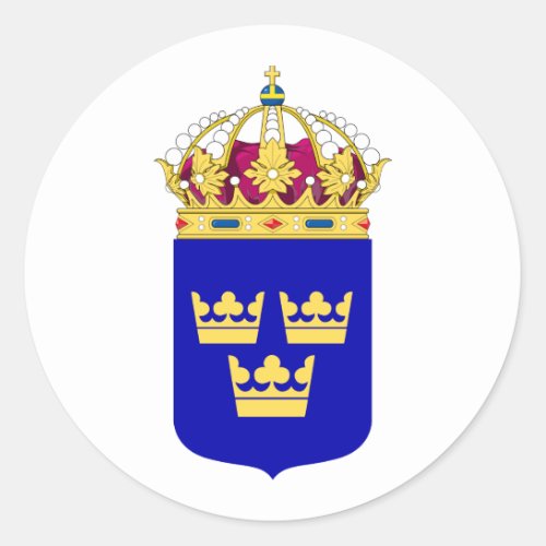 Lesser Coat of Arms Sweden Official Symbol Logo Classic Round Sticker